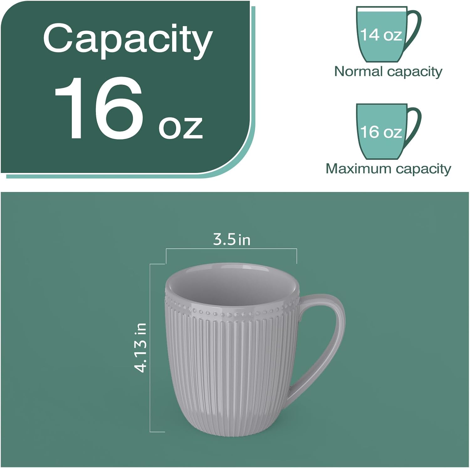 Coffee Mugs Set of 6, 16 Oz Coffee Mugs, Porcelain Mugs, Large and Easy to Grip Mug Sets, Embossed Coffee Cup Set for Coffee, Multicolor-9 - Image 2