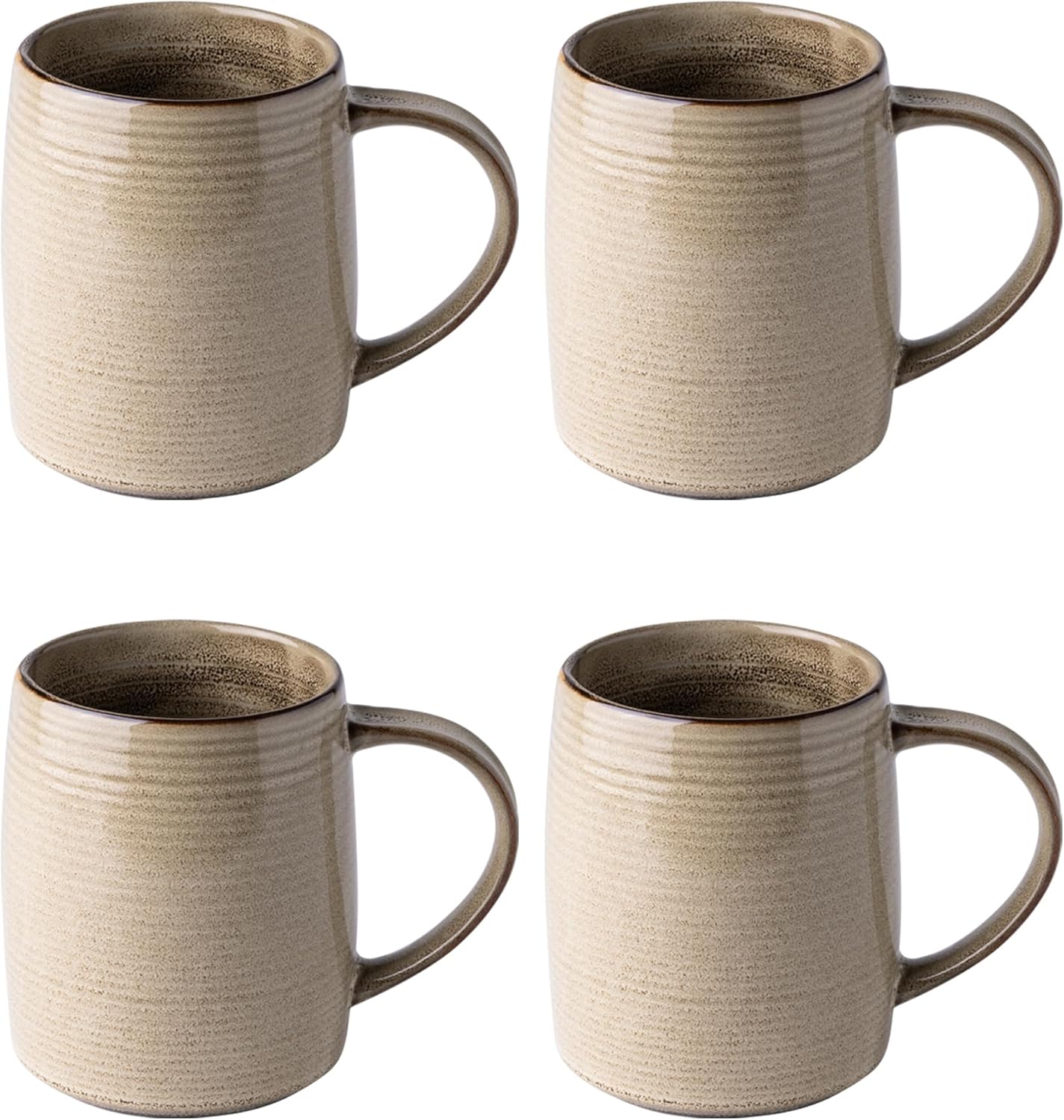 Large Coffee Mugs Set of 4, 18oz Handmade Ceramic Coffee Mugs Set with Gradient color for Latte/Tea/Beer/Hot Cocoa, Dishwasher & Microwave Safe, Khaki