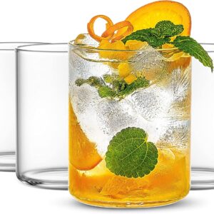 Thin Whiskey Glasses 15 oz,Premium Water Glasses Set of 4,Clear Glass Cups For Water, Juice, Beer, Drinks, and Cocktails and Mixed Drinks (15 OZ)
